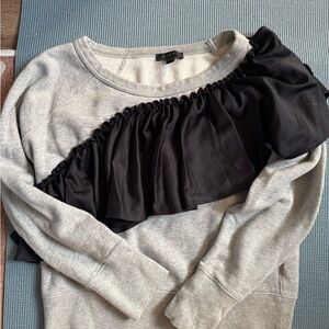 J.Crew Grey Ruffle Sweatshirt | Statement Shoulder Detail | Size S